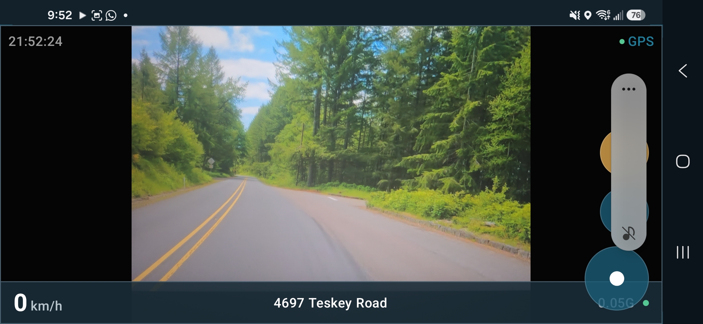 Ridgeline Dashcam road recording preview with GPS, speed, and location overlay